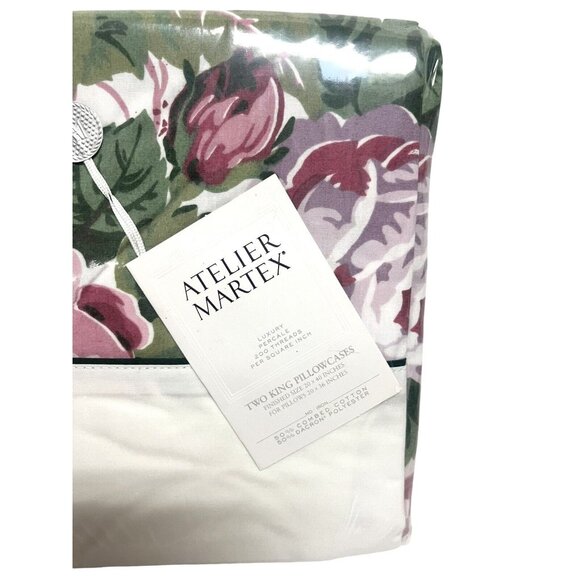 Atelier Martex Beau Rivage Floral Two KING Pillow Cases Vintage New Old Stock - Picture 3 of 4